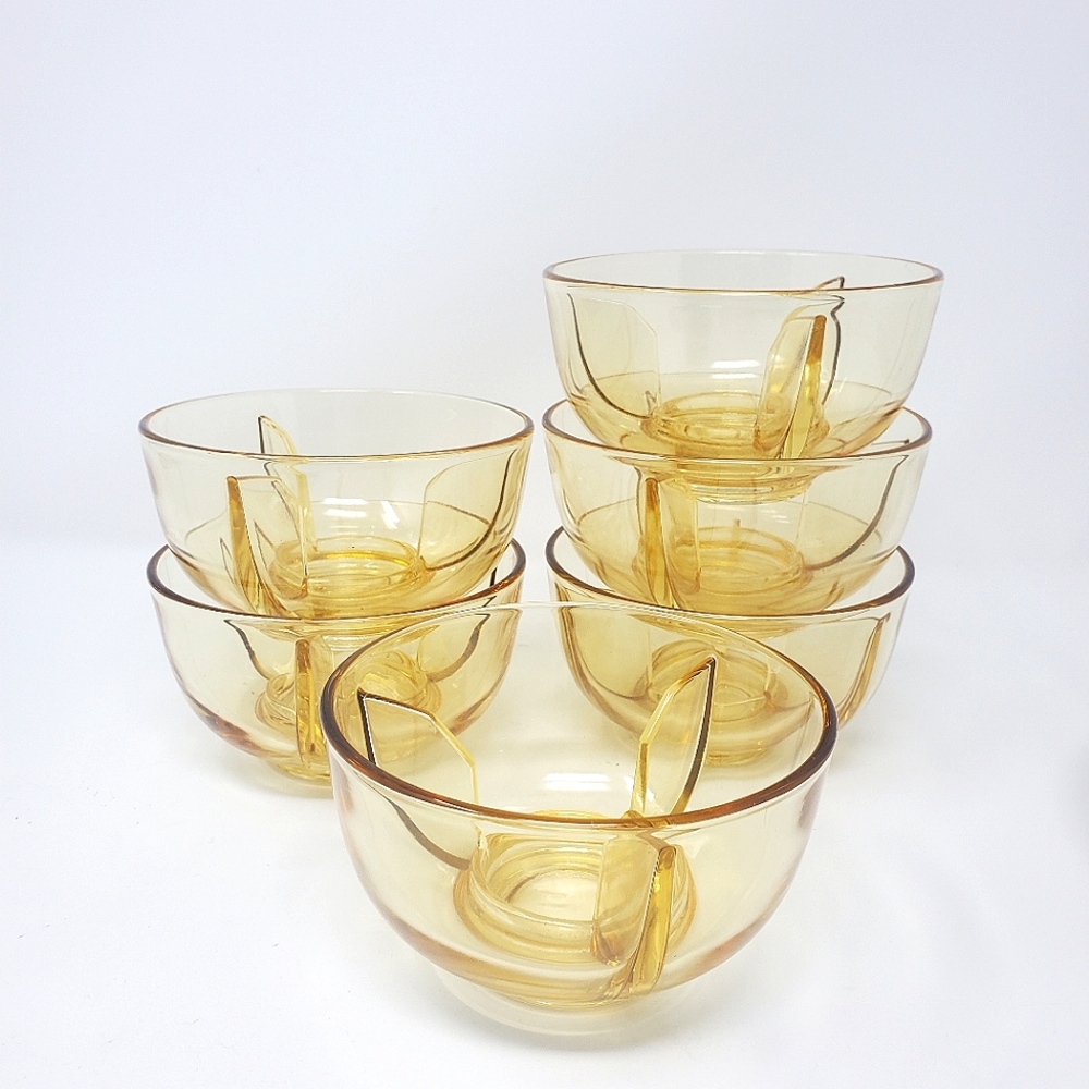 VTG 🟡 Fostoria Amber Ice Dishes, set of 6